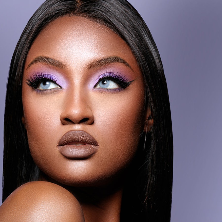 Close up of a model wearing Desio coloured contact lenses