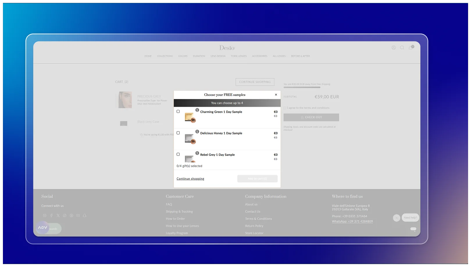 Desio automated cart gift selection with usage limitations
