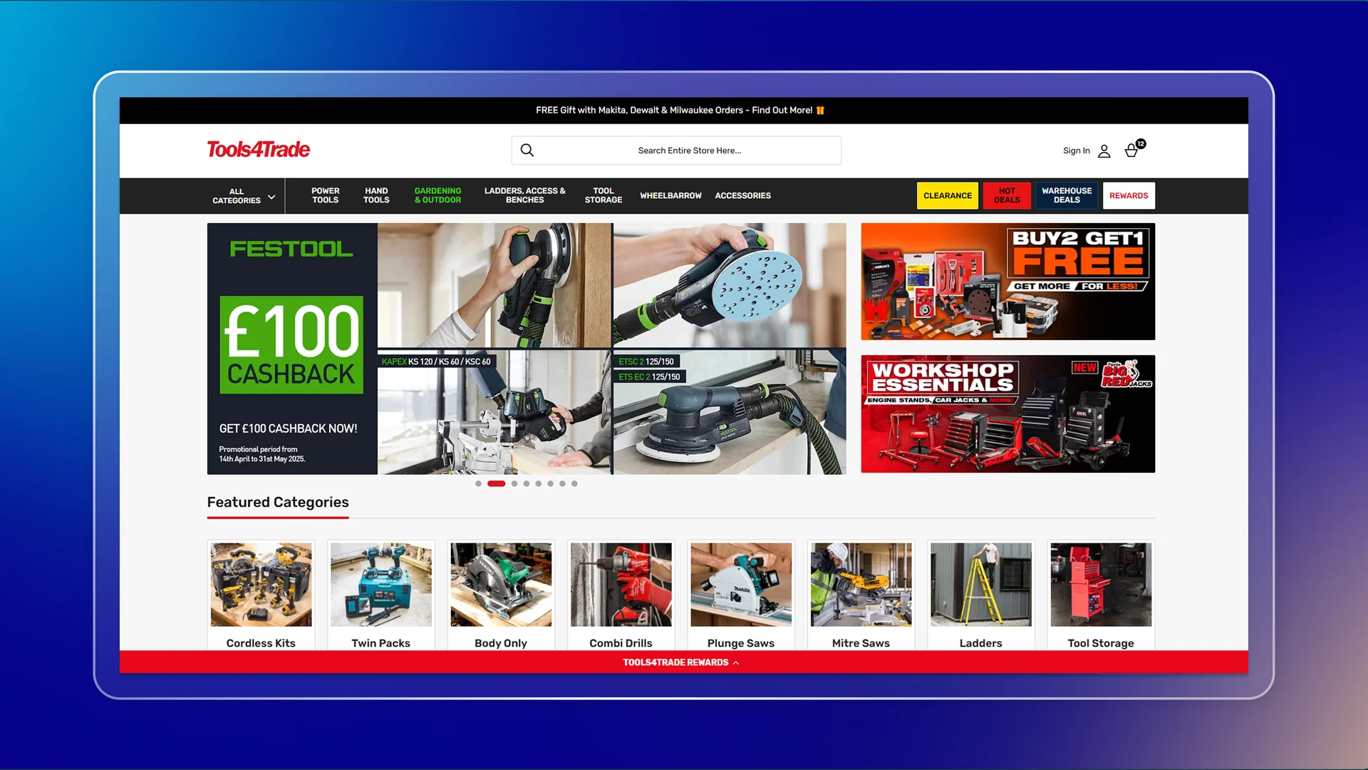 Tools4Trade online store featuring premium power tools and accessories