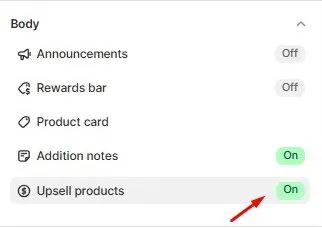 Shopify cart editor showing manual setup of upsell products in cart using the Avada app.