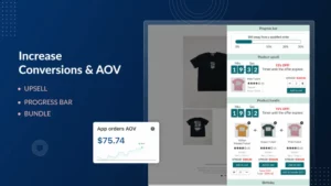iCart app showing cart progress bar, bundles, and product timers for upselling