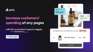 qikify app showing cross-sell and upsell combo with free gift savings
