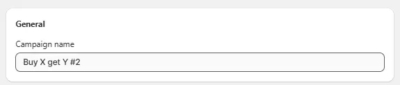 Naming the Buy X Get Y campaign in AOV Shopify app dashboard