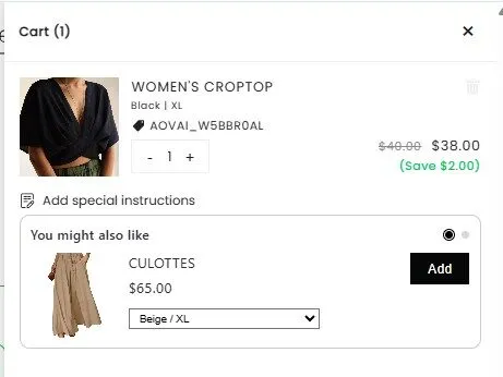 test the offer in the cart