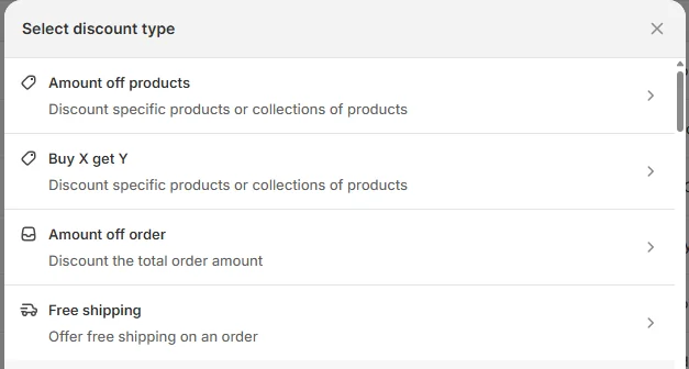 Amount off order