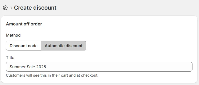 Automatic discount