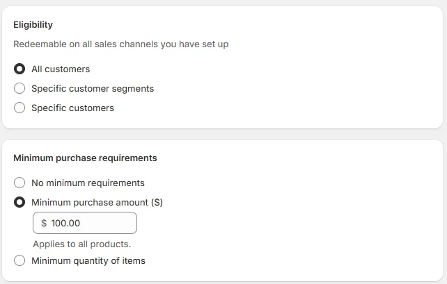 Configure eligibility and usage