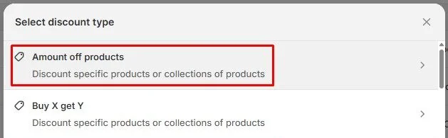 Amount off products