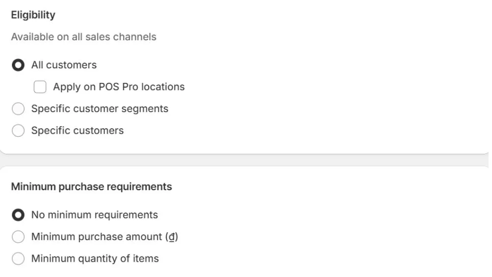 Add a Minimum purchase requirement for order discounts on Shopify
