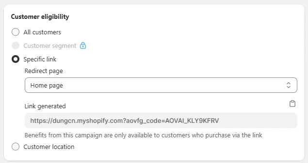 Create advanced discount links on aov-ai