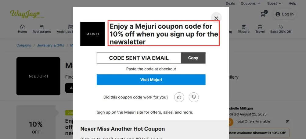 Customer-segment specific discounts on Wagjag store