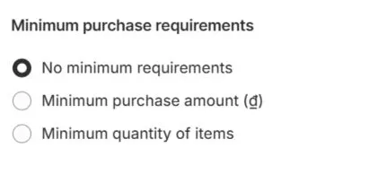 Define any minimum purchase requirements if needed for a product discount on Shopify