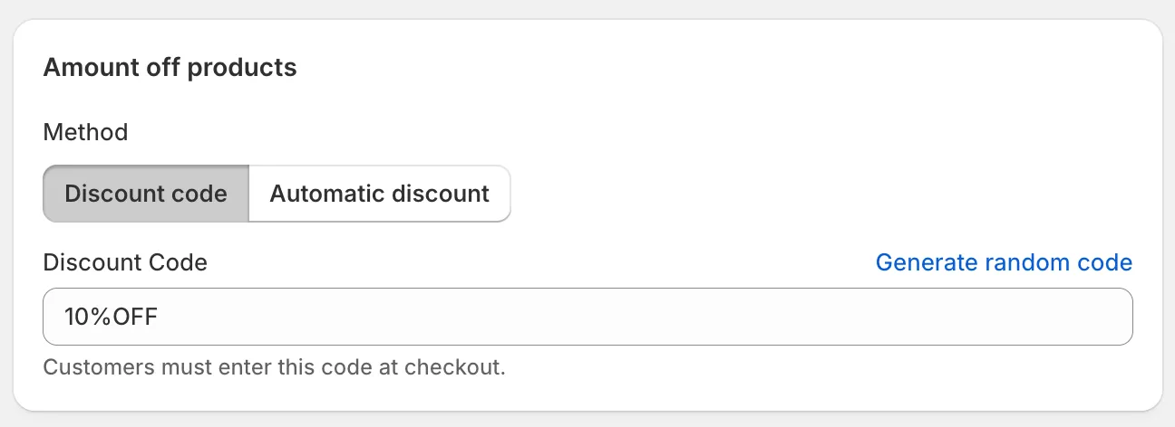 Open your discount configuration
