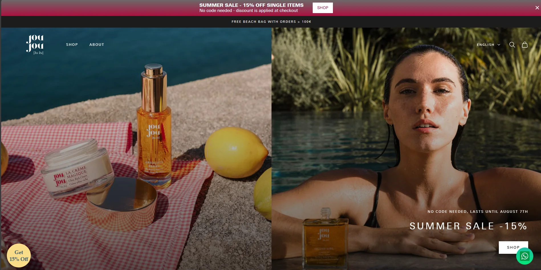 Joujou Botanicals store showcasing plant-powered skincare products