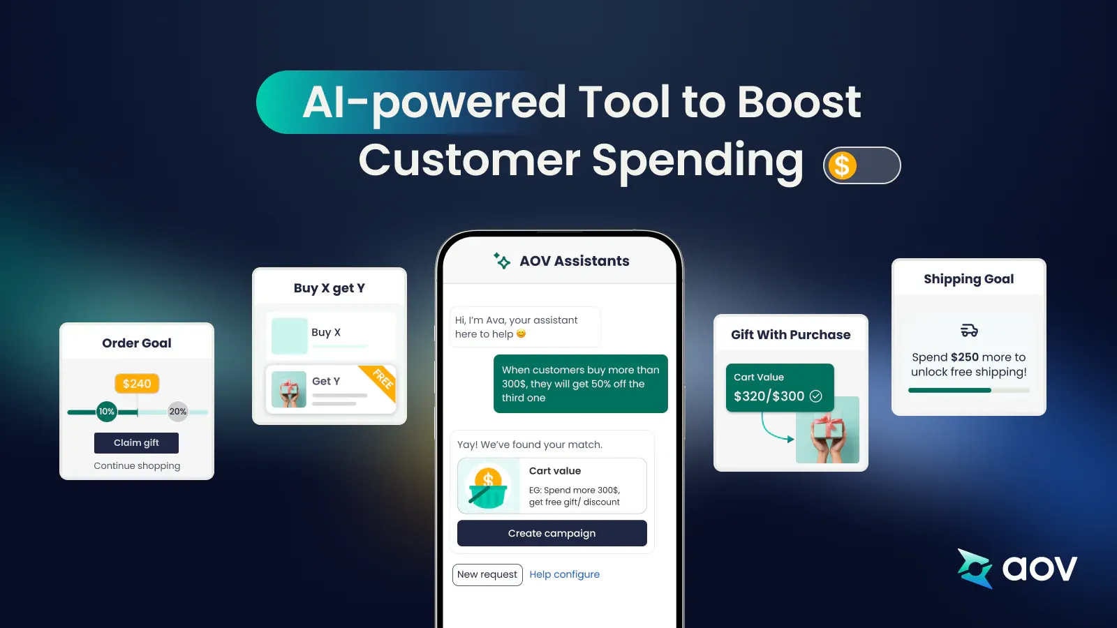 Set up BOGO on Shopify with third-party apps: AOV.ai Free Gift with Purchase