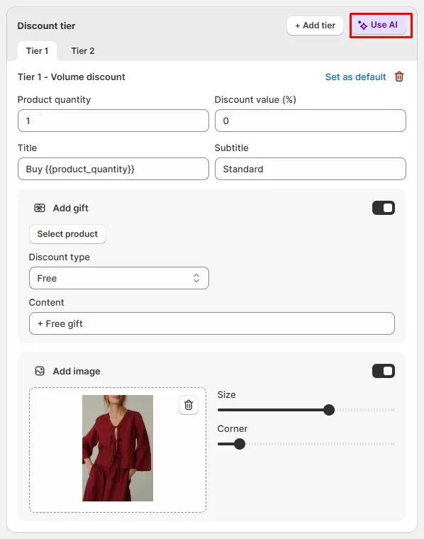 Set up a Shopify tiered discount on AOV.ai