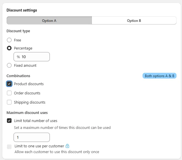 Under discount settings on aov-ai