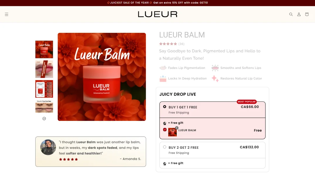 Lueur store screenshot