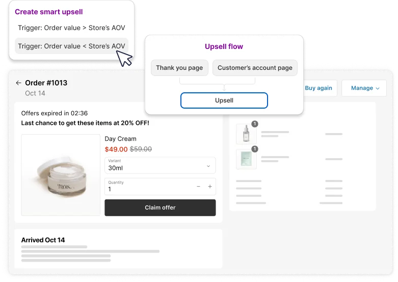 Smart Flow Upsell AI Assistant dashboard interface