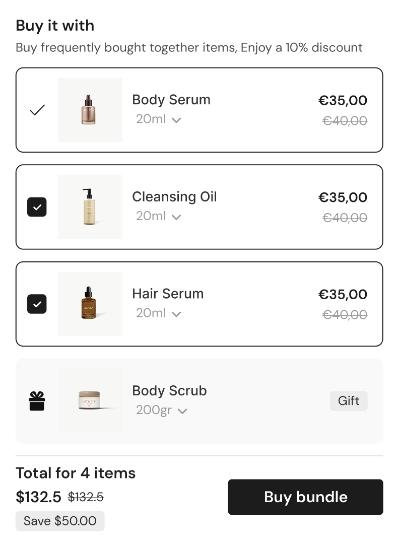 Buy it with classic list layout with three items and free gift